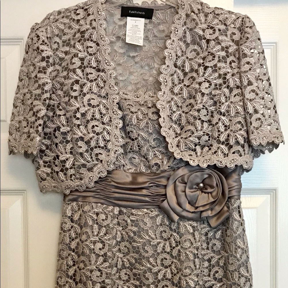 Gray Lace Evening Dress